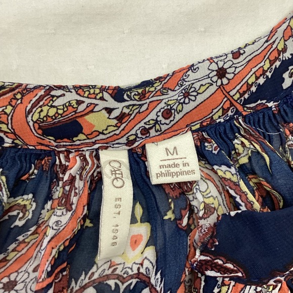 Cato Womens Navy Blue Paisley Print 3/4 Sleeve Sheer Boho Blouse Size M RN37080 - Picture 5 of 9